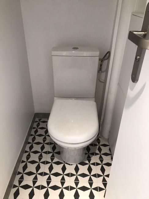 Toilettes |Carrelage , remplacement wc et peinture 
à Paris 75006 , budget 1600€.
